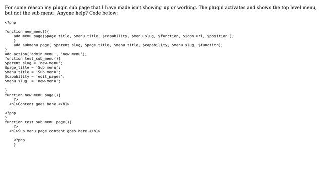 Wordpress: Issue with plugin sub menu and pages смотреть онлайн