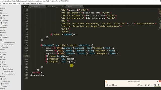 LARAVEL 5.5 ajax CRUD - Edit - part 11 смотреть онлайн