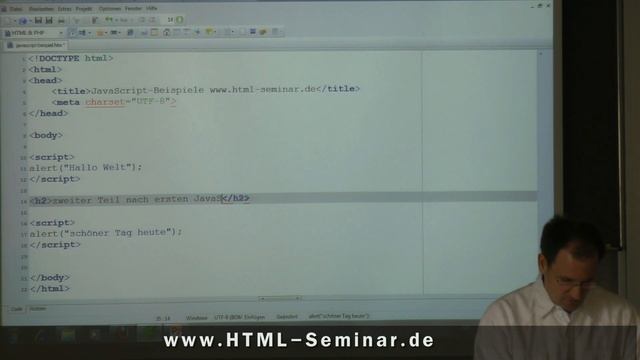 JavaScript-Tutorial: Lösung Aufgabe JavaScript einbinden http://www.html-seminar.de смотреть онлайн