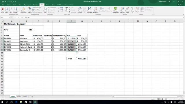 Excel Lesson 3 - Absolute Cell Address смотреть онлайн