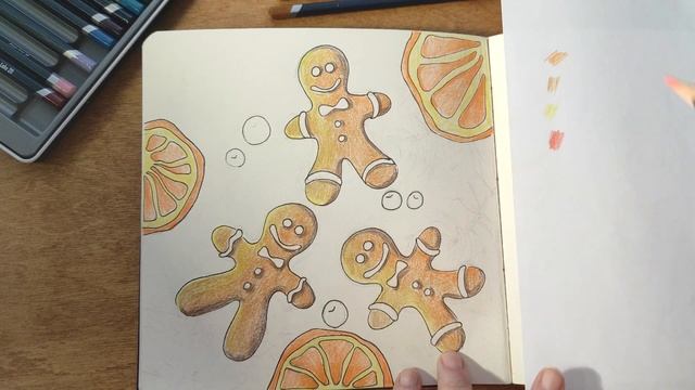 Рисуем ПРЯНИЧНЫХ ЧЕЛОВЕЧКОВ! Рисую акварельными карандашами DERWENT! смотреть онлайн