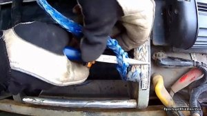 крепёж троса на барабане лебёдки