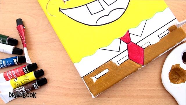 How to Draw and Paint SPONGEBOB | Acrylic Paint on Canvas смотреть онлайн