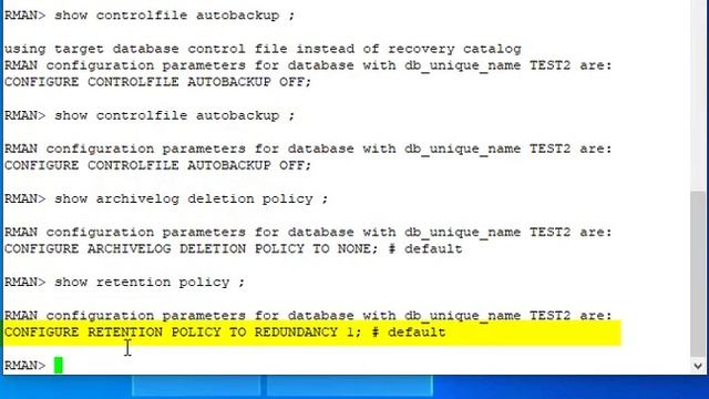 Showing RMAN Configuring Settings смотреть онлайн