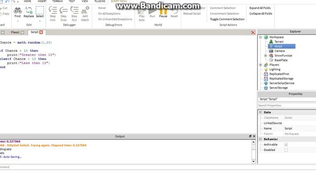Roblox Basic Scripting, if Statements/ math.random смотреть онлайн
