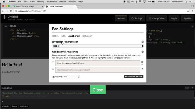 vue.js and babel.js quickstart смотреть онлайн