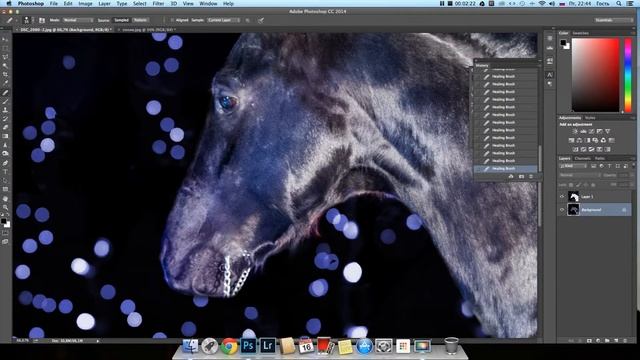 Убираем уздечку с помощью пластыря (Healing brush tool) в Adobe Photoshop смотреть онлайн