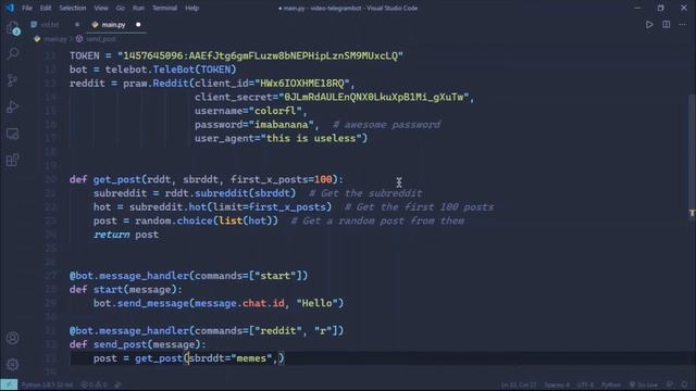 Reddit | Code a Telegram bot in Python #3.1 смотреть онлайн