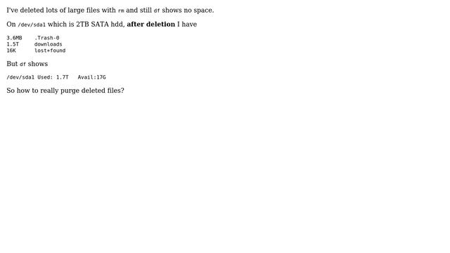 Ubuntu: Still no space after removing files смотреть онлайн