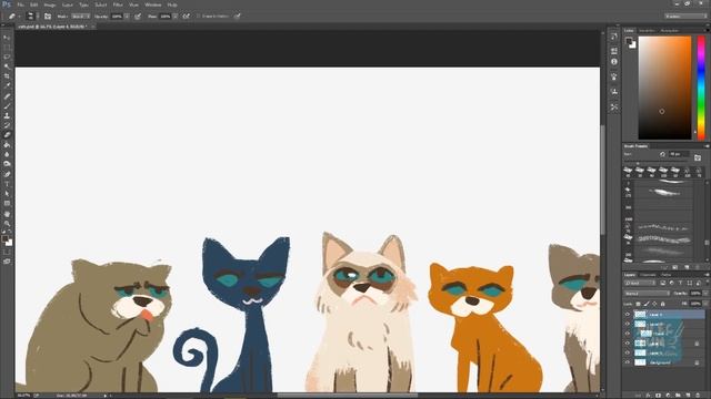 DRAW CUTE CATS IN ADOBE PHOTOSHOP (DIGITAL PAINTING) смотреть онлайн
