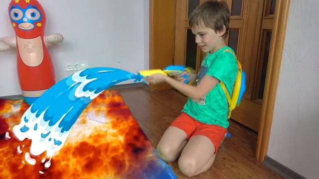 Ники спасает Поли от лавы в доме. Веселая детская игра Пол это Лава смотреть онлайн