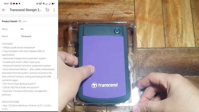 TRANSCEND STOREJET 25H3 1TB USB 3.0 HARD DRIVE | FROM SHOPEE | смотреть онлайн