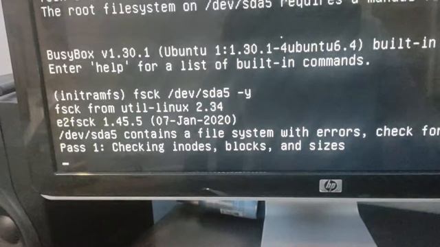 Ubuntu wont start: /dev/sda5/ contains a file system with errors, check forced смотреть онлайн