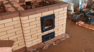 Печной комплекс в открытой беседке на даче из кирпича 3 в 1