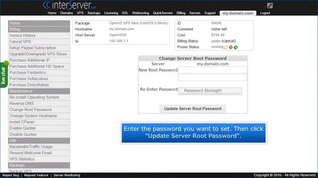 InterServer VPS Change Root Password смотреть онлайн