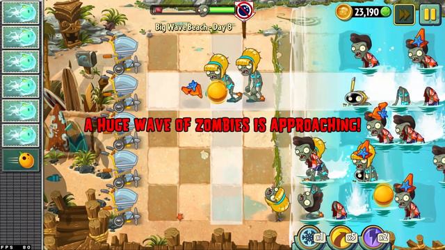 PvZ 2 - Version 3.0.1 - Big Wave Beach before Modern Day update part 1 смотреть онлайн