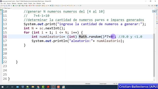 Números Aleatorios en Java Math random generar N números entre un intervalo contar pares impares 3/ смотреть онлайн