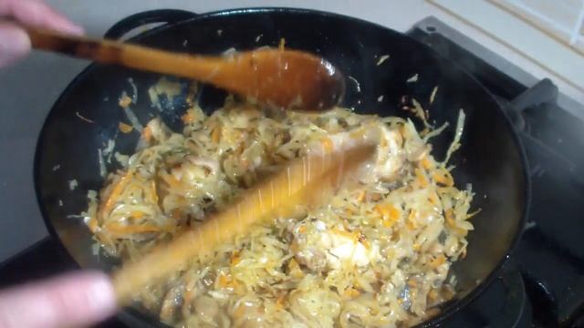 Капуста Тушеная с Грибами и Курицей  //   Braised Cabbage With Mushrooms And Chicken