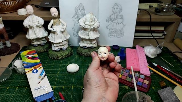 ☺️ ДЕВОЧКА КРАСАВИЦА. Урок номер 7. Роспись личика. Тонировка подставки. Тарелочка.