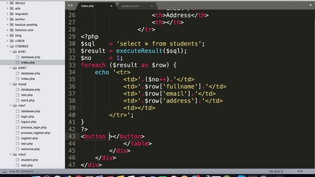 PHẦN 23 | Chữa bài tập thêm sửa xoá thông tin sinh viên+tạo database và table từ code Khóa PHP/MySQ смотреть онлайн
