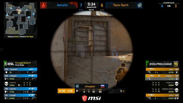 CS:GO - Team Spirit vs. Astralis [Dust2] Map 1 - ESL Pro League Season 11 - Group A смотреть онлайн