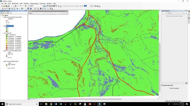 Identifying potentially dangerous slopes on roads in ArcMap 10.6.1 смотреть онлайн