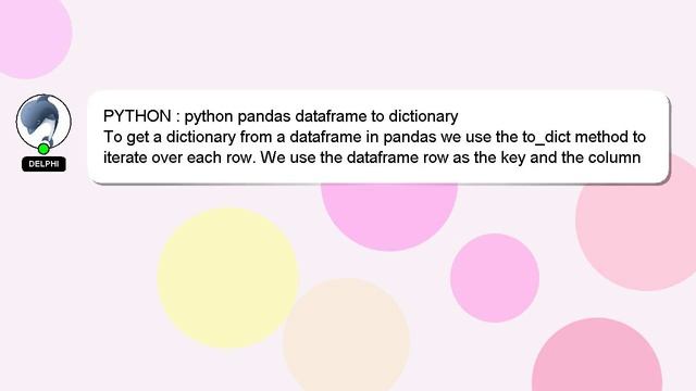 PYTHON : python pandas dataframe to dictionary смотреть онлайн