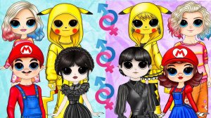 Принцесса Пич и Марио, Покемон, Уэнсдей и Энид, М3ган меняют гендер - Идеи из бумаги DIY