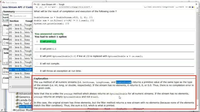 What happens when you try to sum() or average() an empty stream? (enthuware.ocpjp.v8.2.2024) смотреть онлайн