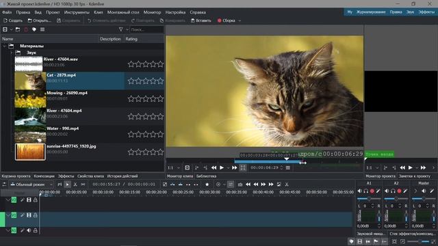 5. Kdenlive. Монитор клипа. смотреть онлайн