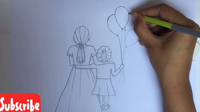 How to Draw Sisters Pencil Drawing step by step video || Pencil Drawing | Girls Drawing смотреть онлайн