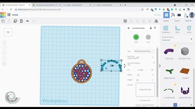3D Modeling A Medal In TinkerCAD Part 2 (NASA Patch). 3D Printing