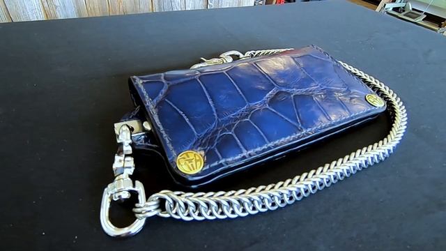 Long Chain Wallet made from Navy Blue Alligator by Anvil Customs смотреть онлайн