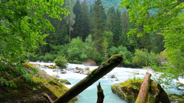 Calming Turquoise Mountain River. Relaxing Nature Sounds. (10 hours). White noise for Sleep.