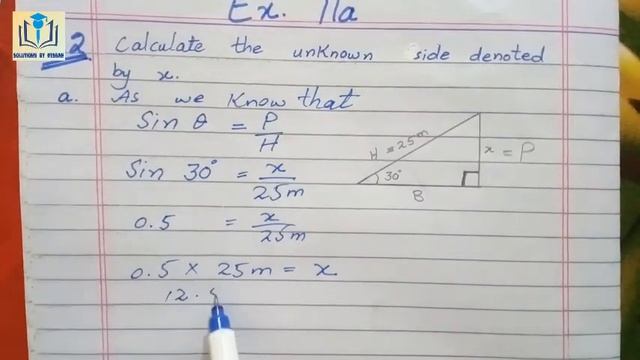 Trigonometric ratios & to calculate the unknown side of a triangle/Class-8th/ Unit # 11/ Ex.11a(Q.2 смотреть онлайн