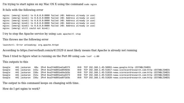 starting nginx on mac fails with 48: address already in use смотреть онлайн