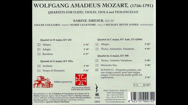 WOLFGANG AMADEUS MOZART, FLUTE QUARTET KV 285, ADAGIO смотреть онлайн