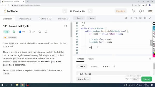 LeetCode Problem: 141. Linked List Cycle | Java Solution смотреть онлайн
