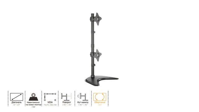 Настольная подставка для двух мониторов ITech Black (MBS-21M)