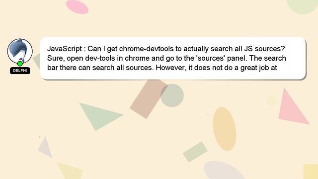 JavaScript : Can I get chrome-devtools to actually search all JS sources? смотреть онлайн