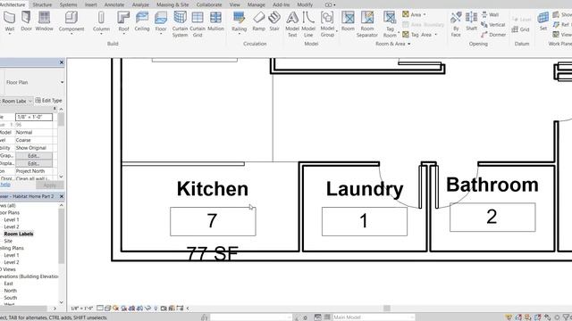 Autodesk Revit 2018 Tutorial #3 - Creating Room Labels - Habitat Home Design смотреть онлайн