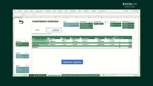 Excel Investments Template 3D смотреть онлайн