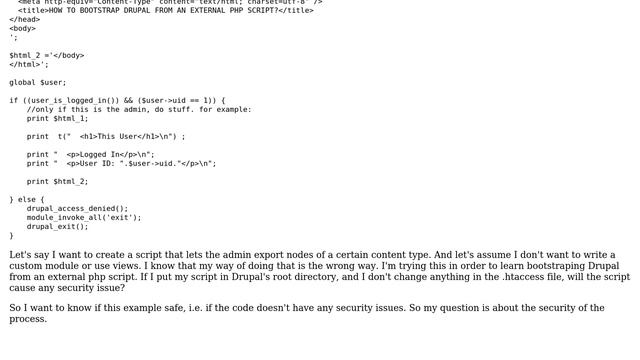 Drupal: Is this way safe to bootstrap Drupal from an external PHP script? смотреть онлайн