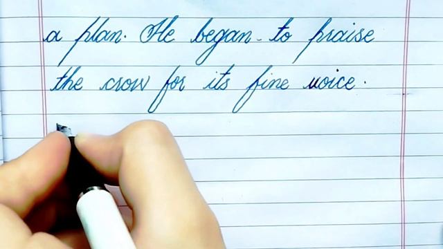 Story "The Fox and the Crow", writing practice, Beautiful English cursive handwriting. смотреть онлайн