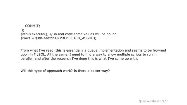 MySQL : Implementing a simple queue with PHP and MySQL? смотреть онлайн