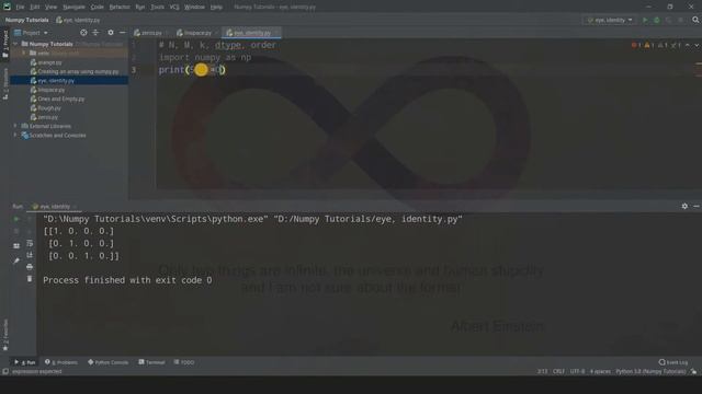 EYE FUNCTION | PYTHON NUMPY TUTORIAL смотреть онлайн