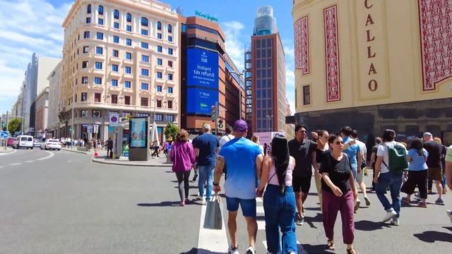MADRID, GRAN VIA And SOL | MADRID 4K UHD 60F | Madrid Walking Tour 2023