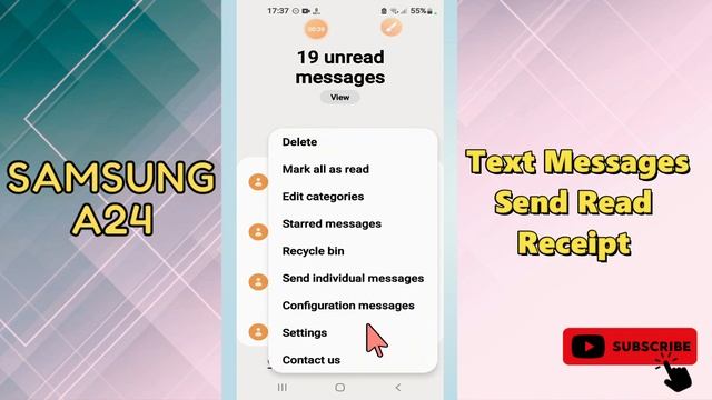 Text Messages Send Read Receipt Samsung Galaxy A24 || Text Messages Receipt Settings