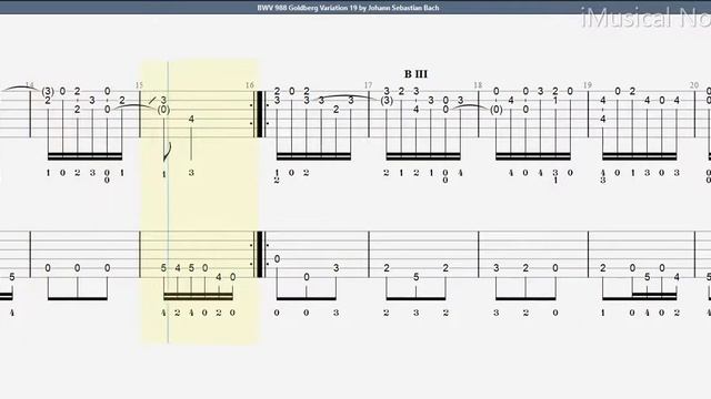 Guitar TAB - J.S. Bach - BWV 988 Goldberg Variation 19 1. a 1 Clav (1685-1750) | Tutorial Sheet #iM смотреть онлайн