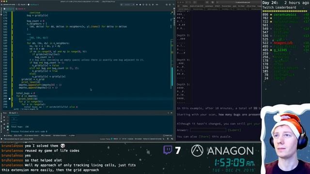 Advent of Code 2019: Day 24 | Python (Bugs Bugs Bugs) смотреть онлайн